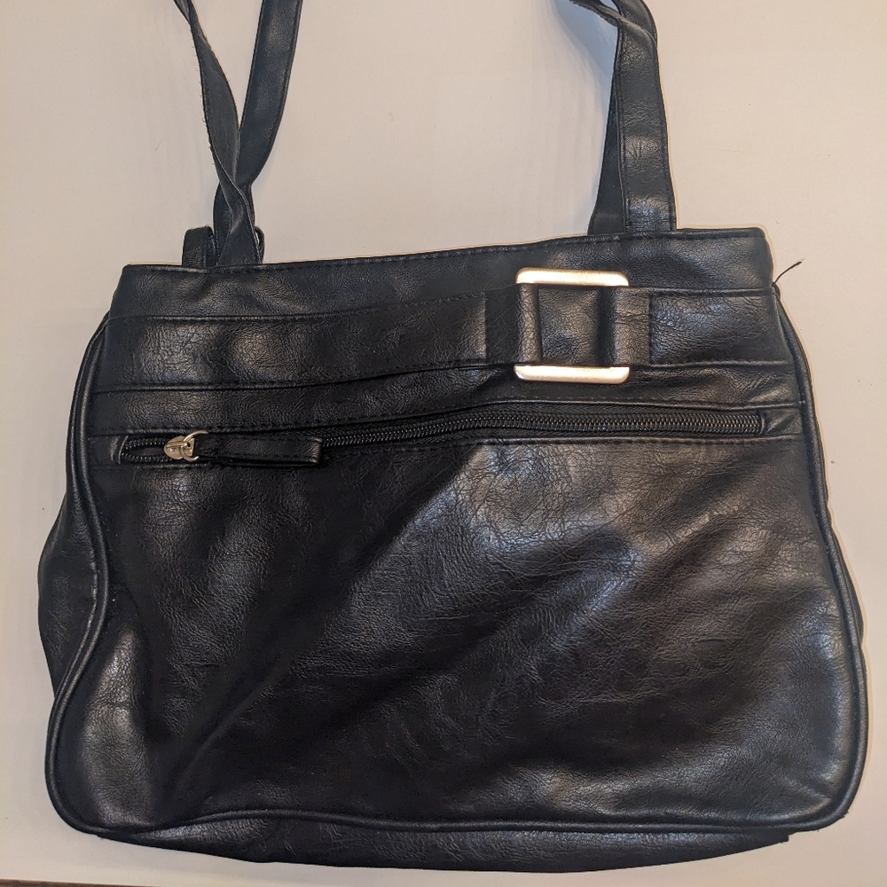 Medium black faux leather purse